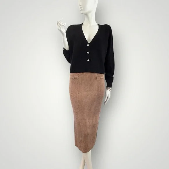 ba&sh Cropped Santana Knit Cardigan With Rhinestone Buttons - Picture 2 of 13